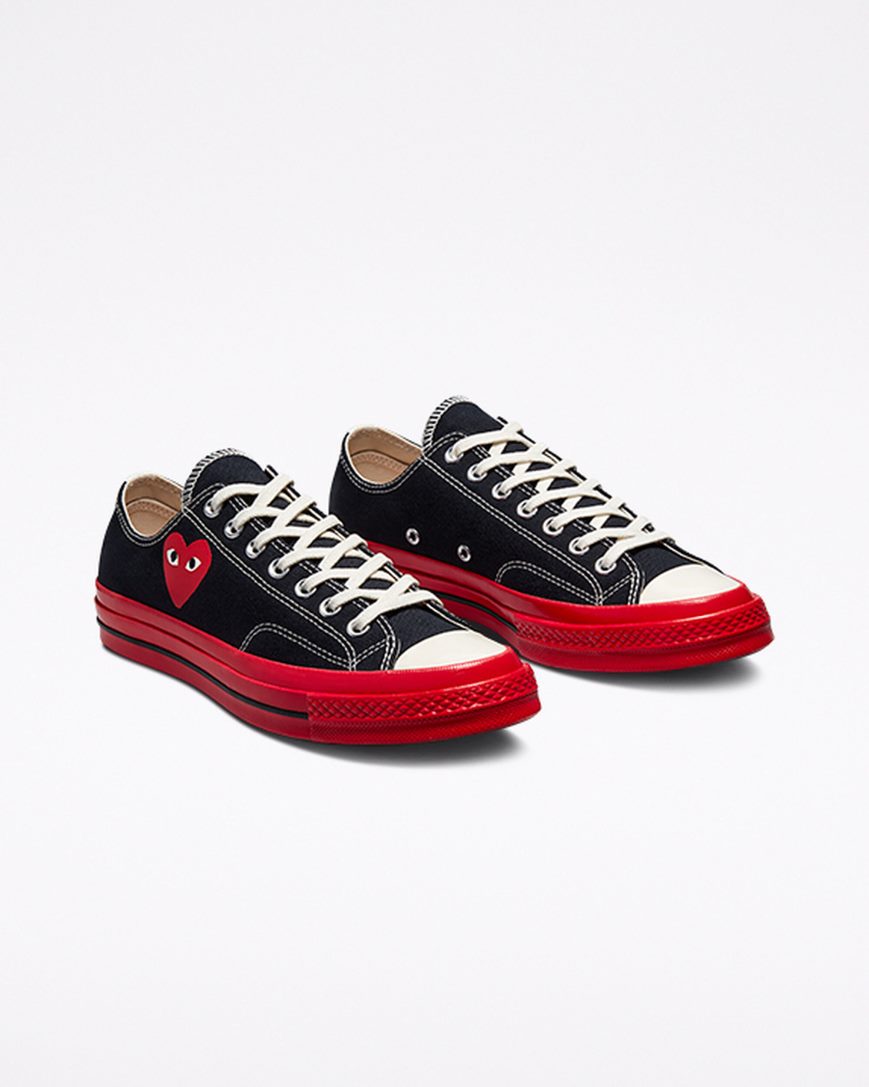 Tenisi Barbati Converse x Comme des Garçons PLAY Chuck 70 Negrii Rosii | RO TULIZ058